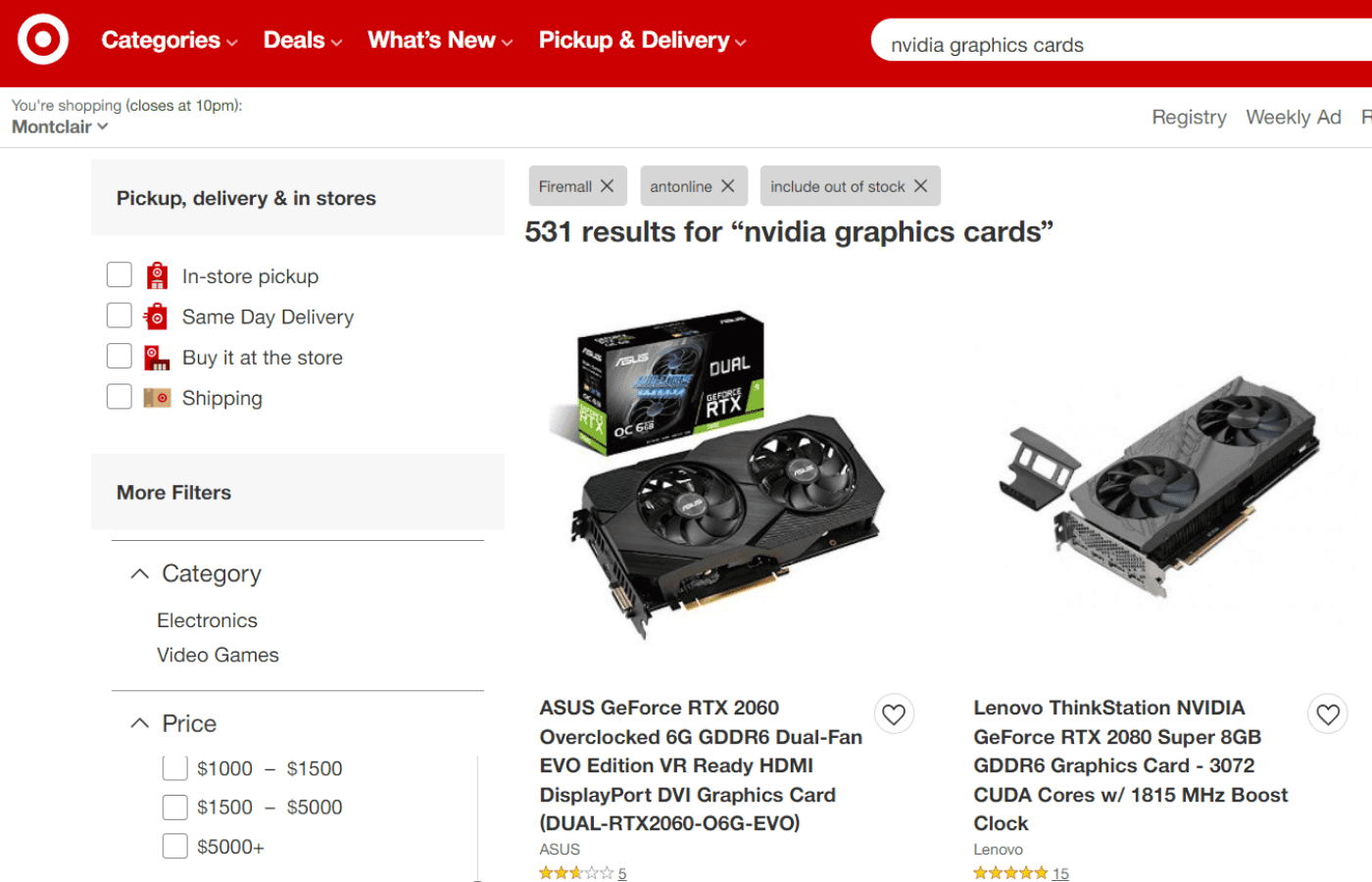 does target sell graphics cards