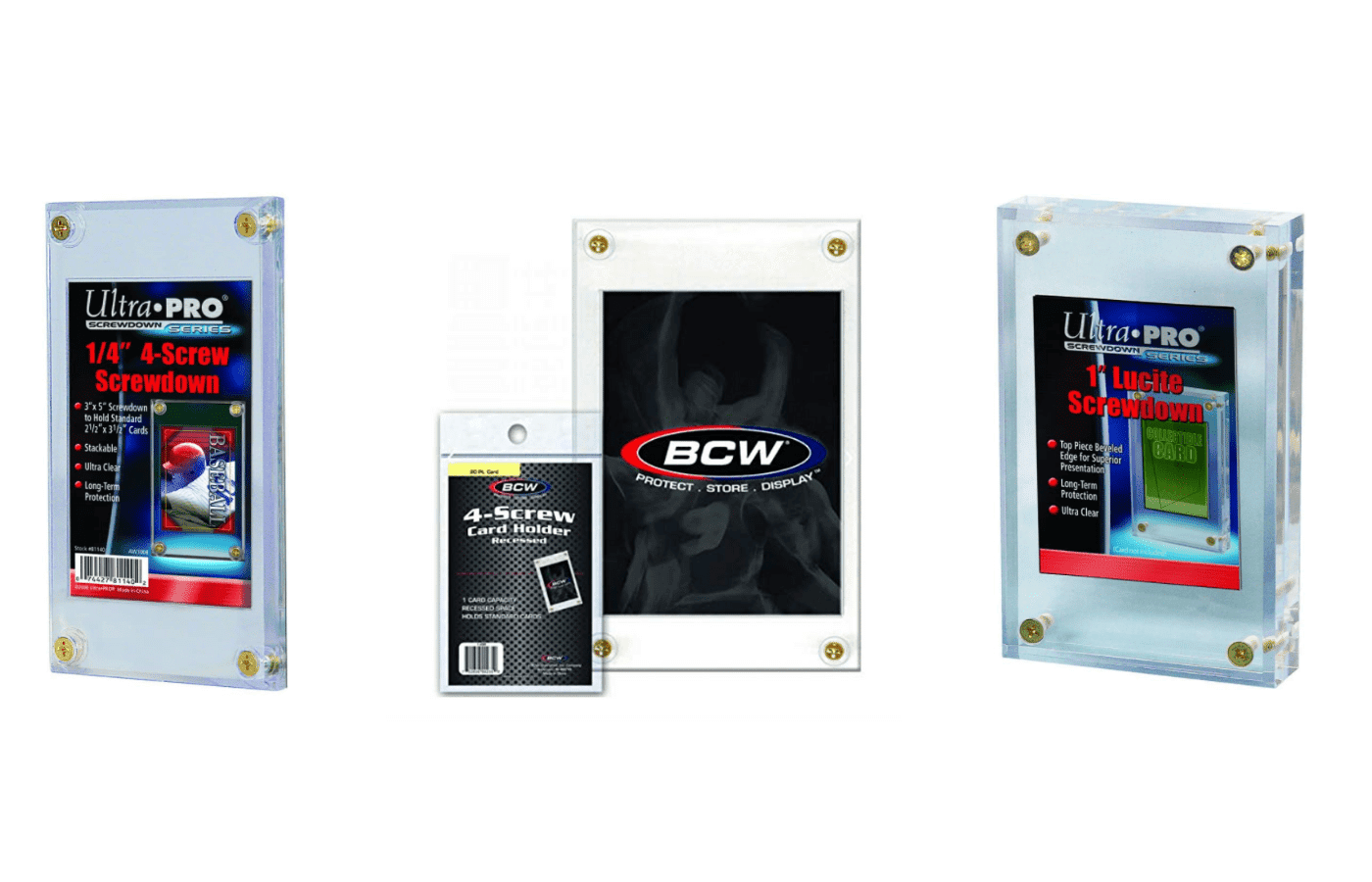 BCW 1-Screw Screwdown Trading Card Holder Extra Thick 120pt Recessed 5 