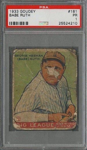 Baseball Card with Significant Damage